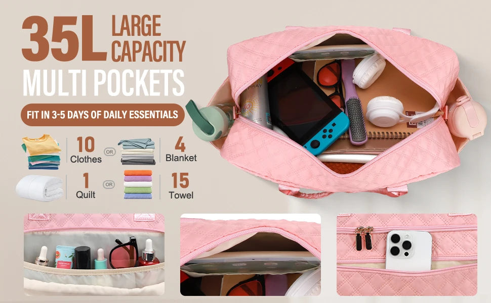 Large Travel Duffle Bag for Women,Carry on Overnight Bag Weekender Bags with Toiletry Bag with Shoe Compartment