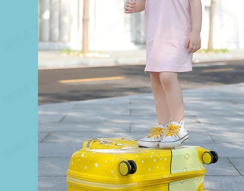 Travel kids luggage cartoon Riding trolley case children's riding suitcase can sit and ride rolling luggage gift travel bags