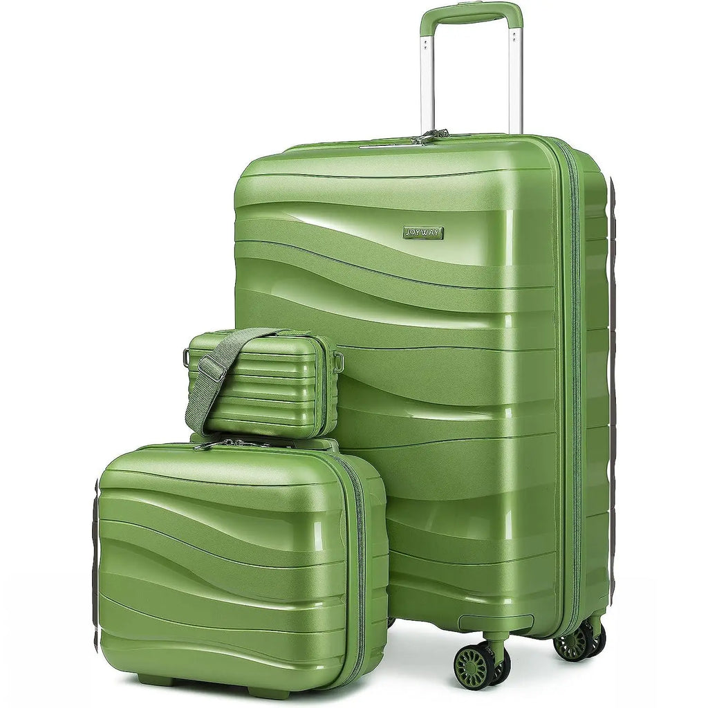 Melalenia 3-Piece Carry-on Luggage Set PP Material Suitcase with Spinner Wheels Hardside TSA Lock