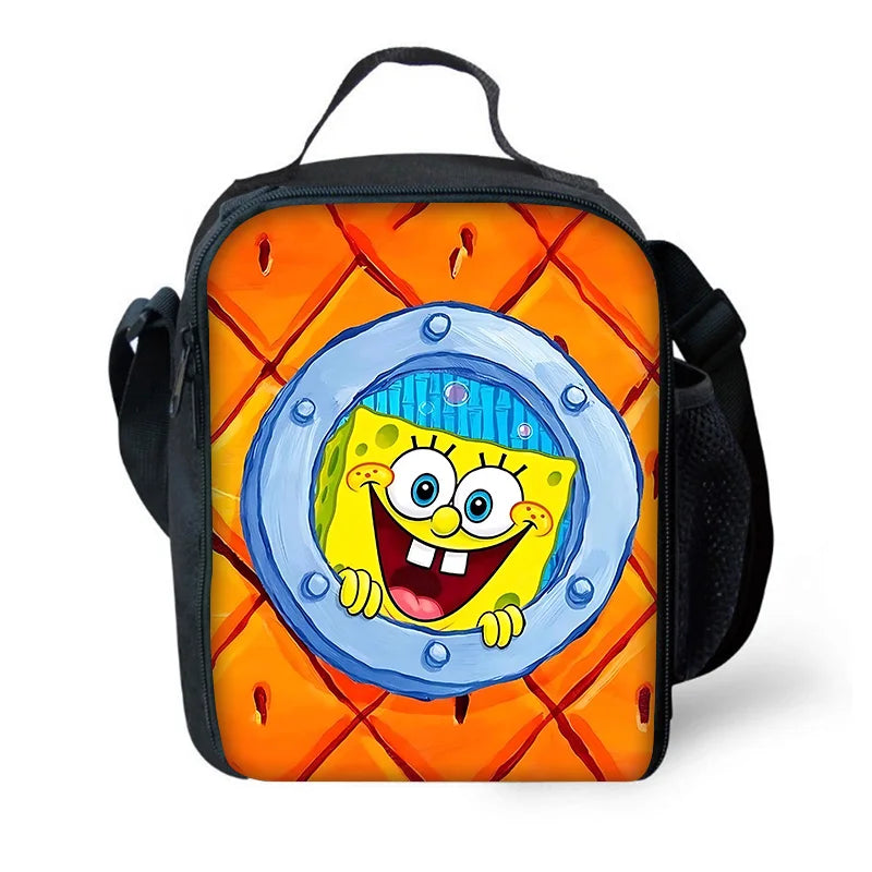 Cute Potdemiel Child School Backpack with Lunch Bags ,Pencil Bags ,School Bags for Boys Girls S-Sponge-BobS Best Gift
