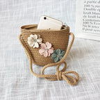 Children's Straw Crossbody Bag Lovely Girls Small Coin Purse Princess Wallet Handbags Baby Kids Mini Summer Shoulder Bags