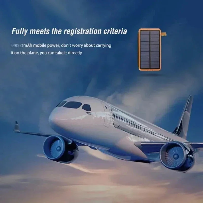 Lenovo LED Solar Power Bank  200000mAh 4 Solar Panels Wireless Charger Portable External Battery Flashlight for Outdoor Travel