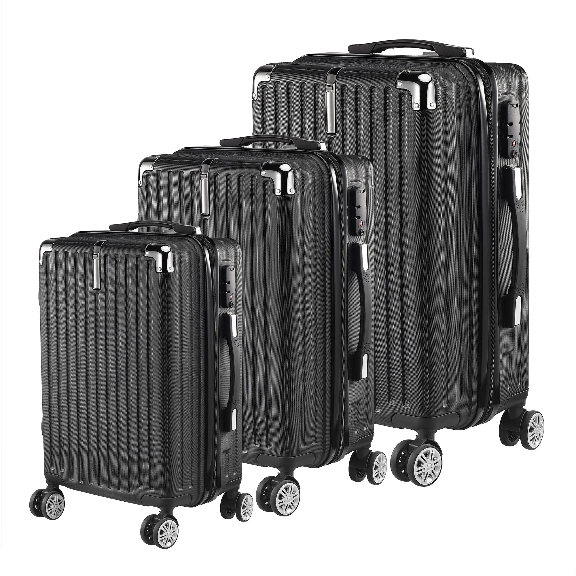 Roshanda 3-Piece Luggage Set Suitcase set 20 "24" 28 "ABS hard shell travel luggage set 4 Universal Swivel quiet Wheels