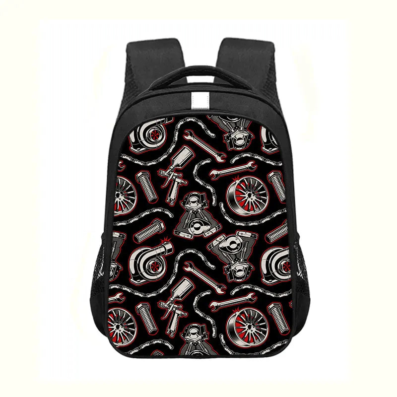 Japan JDM Racing Car Print Backpack Engine Turbo Women Men Rucksack Children School Bags for Teenager Laptop Backpack Travel Bag