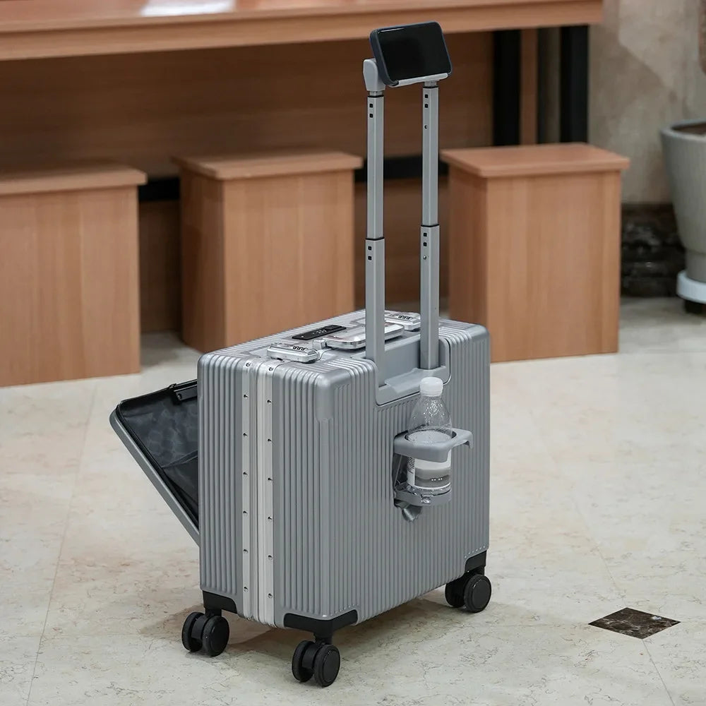 18 Inch Trolley Case Travel Suitcase Boarding Case Aluminum Frame Password Box Suitcase Universal Wheel Rolling Luggage Bag