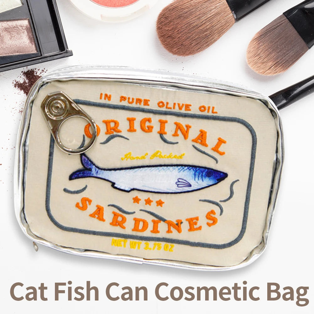 Canned Sardines Style Storage Bag Cute Bath Travel Bag Creative Portable Fashion Zipper Multi-function Soft for Weekend Vacation