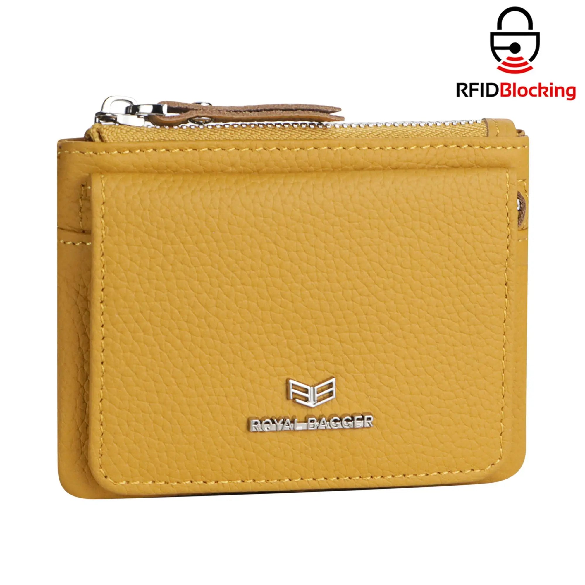 Royal Bagger Genuine Leather Women's Coin Purse Woman card holder wallet RFID Blocking Small Wallet Casual Zipper Change Pouch