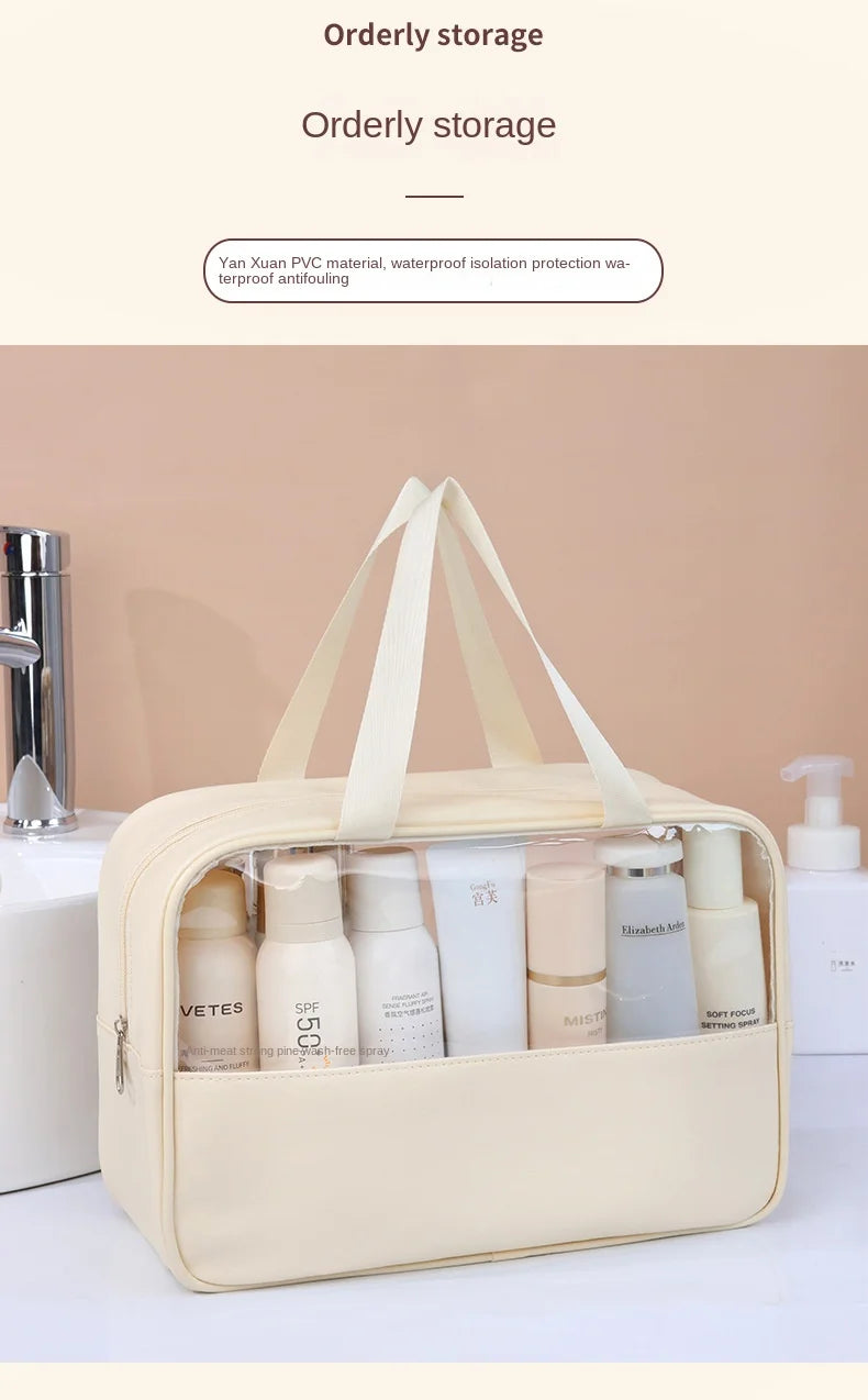 Portable Travel Cosmetic Bag Women Transparent Makeup Bag Large-Capacity Bath Wash Bags Multifunction Waterproof Storage Case