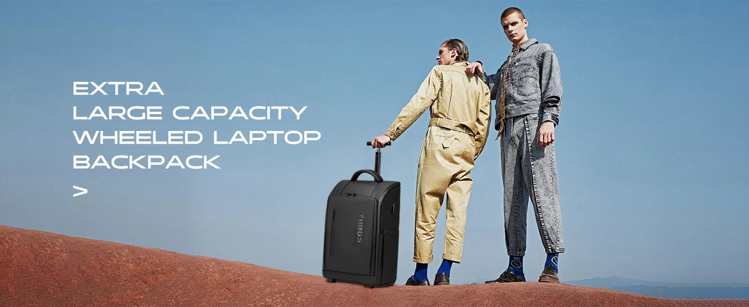 RUCYEN Rolling Backpack 15.6in Laptop Water Backpack
