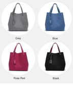 CH High Quality Craft Large Capacity Handbag Ladies Shoulder Bag Fashion Classic New Pure Color Outer Pocket Ladies Handbag