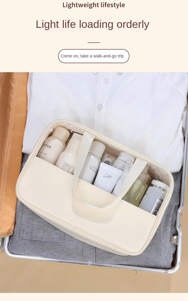 Portable Travel Cosmetic Bag Women Transparent Makeup Bag Large-Capacity Bath Wash Bags Multifunction Waterproof Storage Case