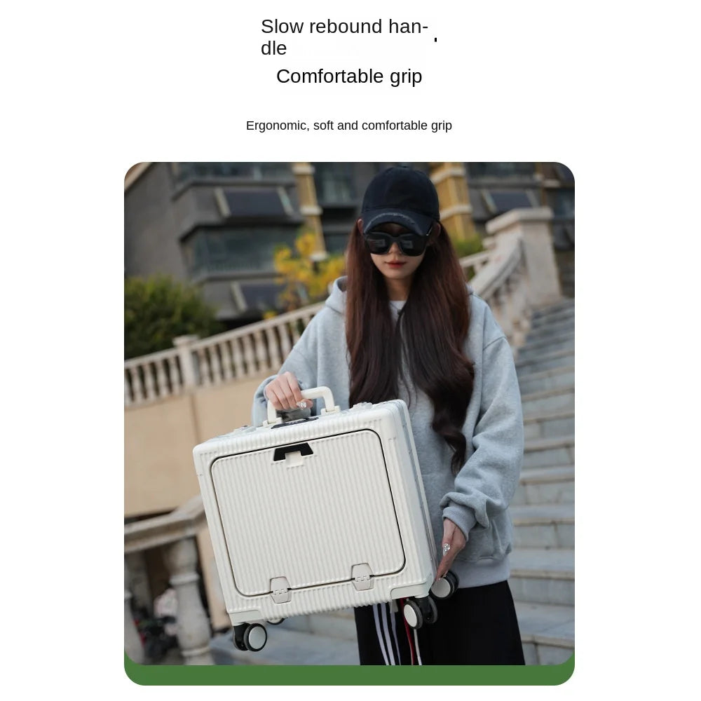 18 Inch Trolley Case Travel Suitcase Boarding Case Aluminum Frame Password Box Suitcase Universal Wheel Rolling Luggage Bag