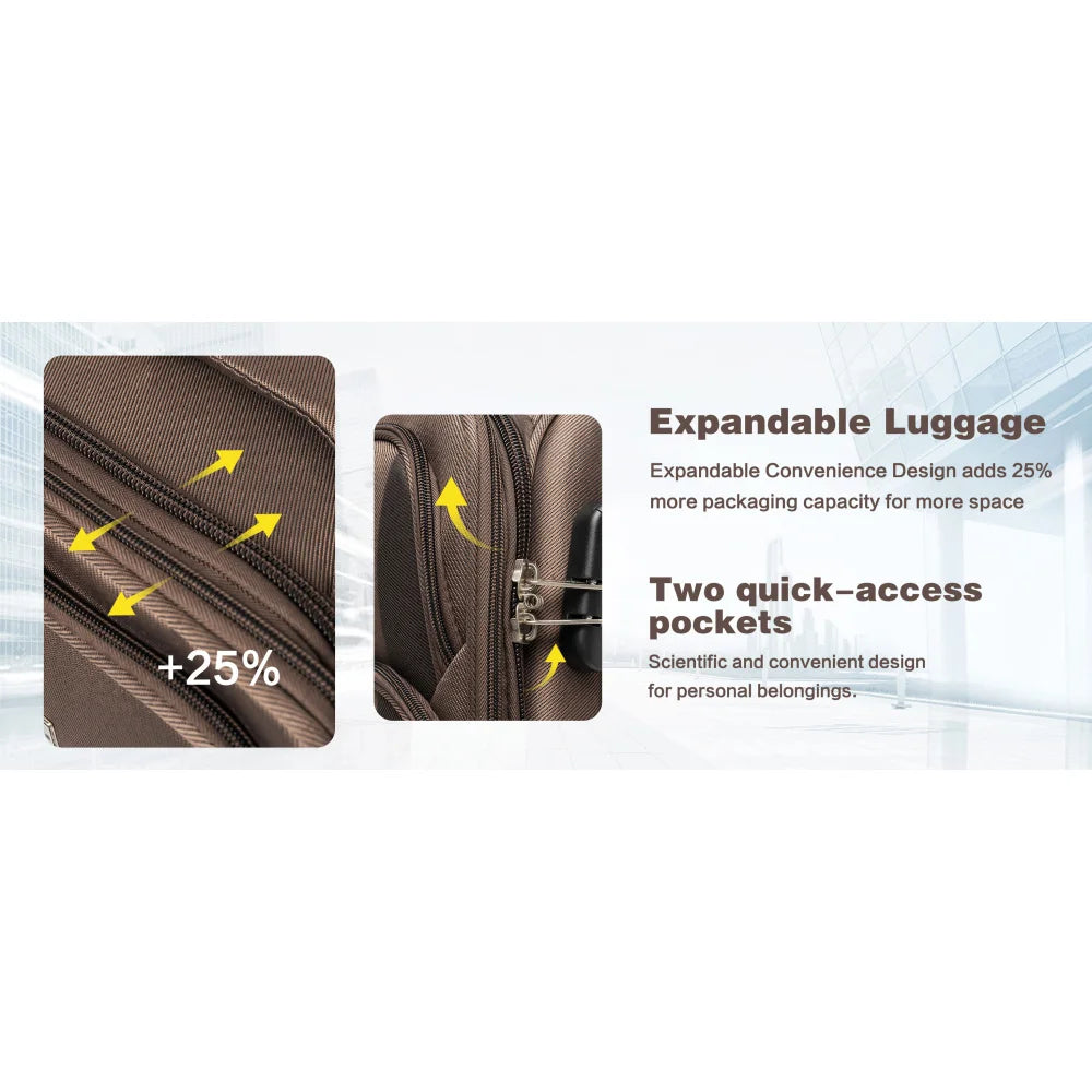 Softshell Luggage Expandable 4-Piece Set Suitcase (Lightweight)