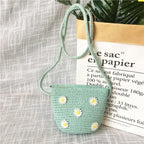 Children's Straw Crossbody Bag Lovely Girls Small Coin Purse Princess Wallet Handbags Baby Kids Mini Summer Shoulder Bags