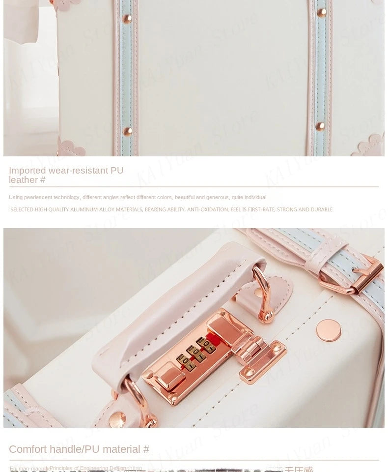 13/16/18 Inch Vintage Cosmetic Case Mini Carry-on Luggage Suitcase PU Lightweight Ready Bag Handbag Password Lock Makeup Box