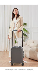 Mixi Front Laptop Pocket Suitcase Wide Handle Travel Suitcase Men 20''Carry-On Luggage Women PC Aluminum Frame Trolley Case 24''