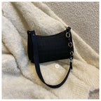 Women's Embossed Felt Handbag with Portable Chain