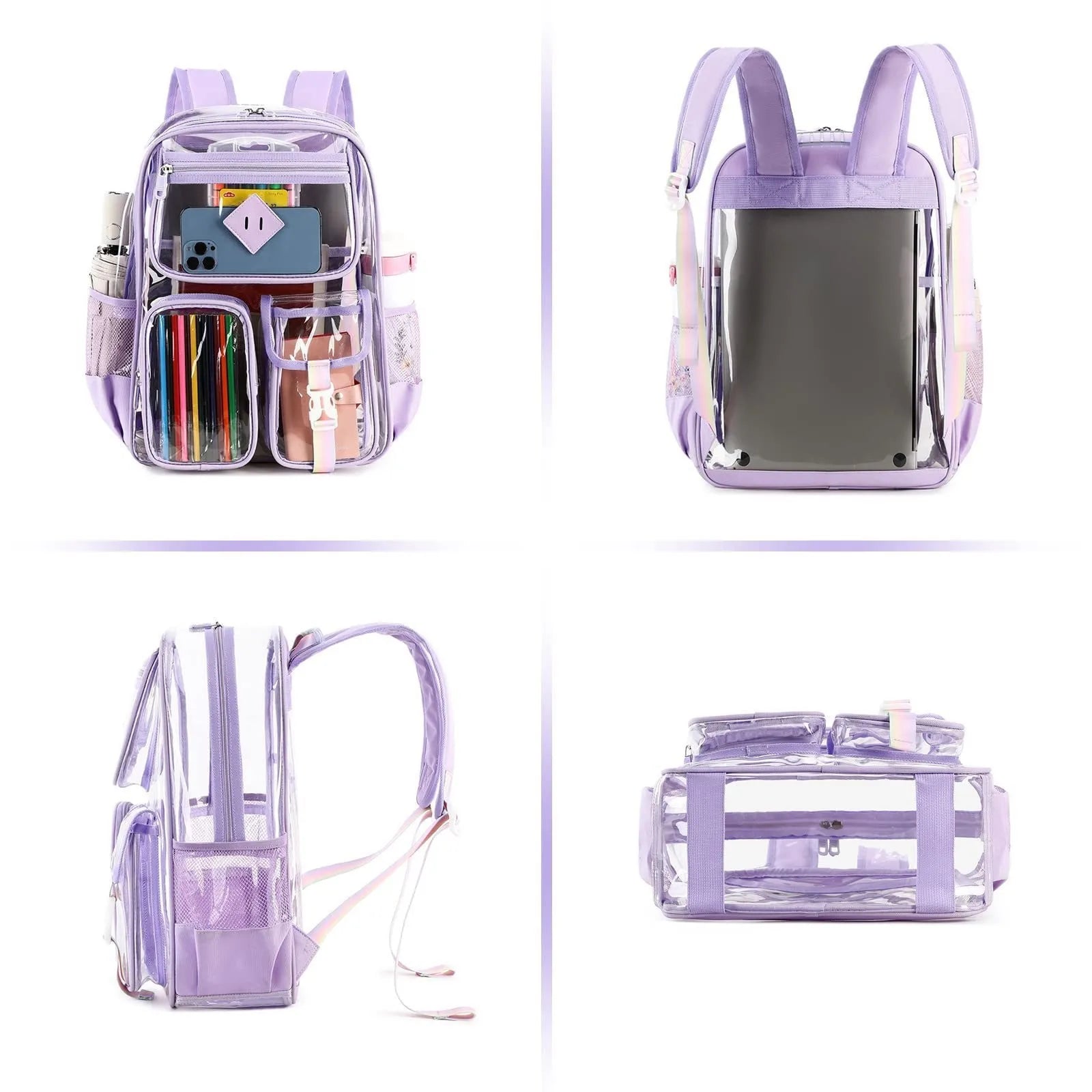 New Transparent Backpack PVC Large Capacity Backpack Waterproof Backpack Outdoor Fitness Sports Visual Backpack Schoolbag
