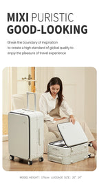 Mixi New Aluminum Frame Suitcase Carry On Rolling Luggage with USB Port Boarding Cabin Cup and Phone Holder 20 24 Inch