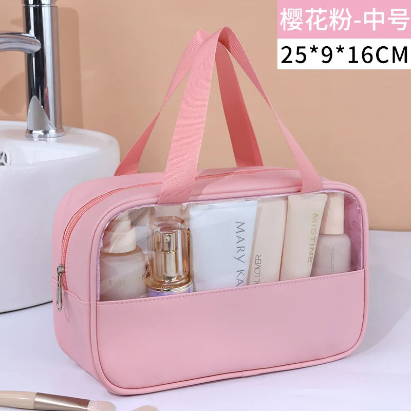 Portable Travel Cosmetic Bag Women Transparent Makeup Bag Large-Capacity Bath Wash Bags Multifunction Waterproof Storage Case