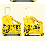 New children's riding suitcase on wheels kids cartoon trolley case travel suitcases can sit and ride horse rolling luggage gifts