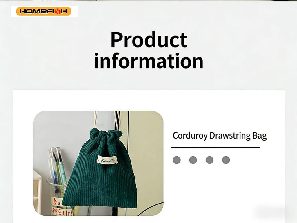 HOMEFISH Corduroy Drawstring Bag Christmas Gift Candy Jewelry Cosmetics Coins Keys Organizer Packing Bags Storage Bag Pouch