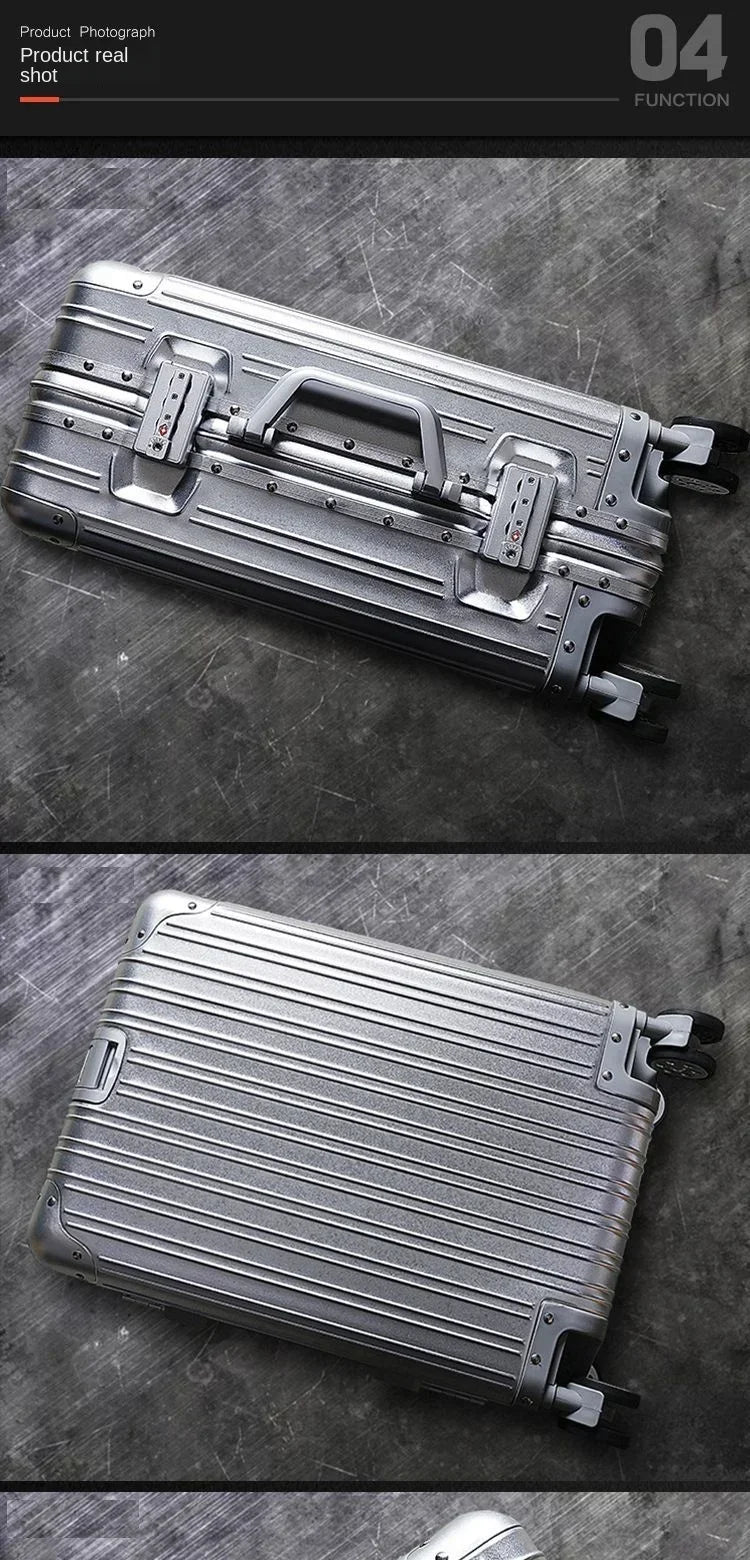 100% Aluminum-Magnesium Alloy Suitcases 20/24/26/29 Inch Lightweight Spinner Luggage TSA Lock Durable Travel Bag