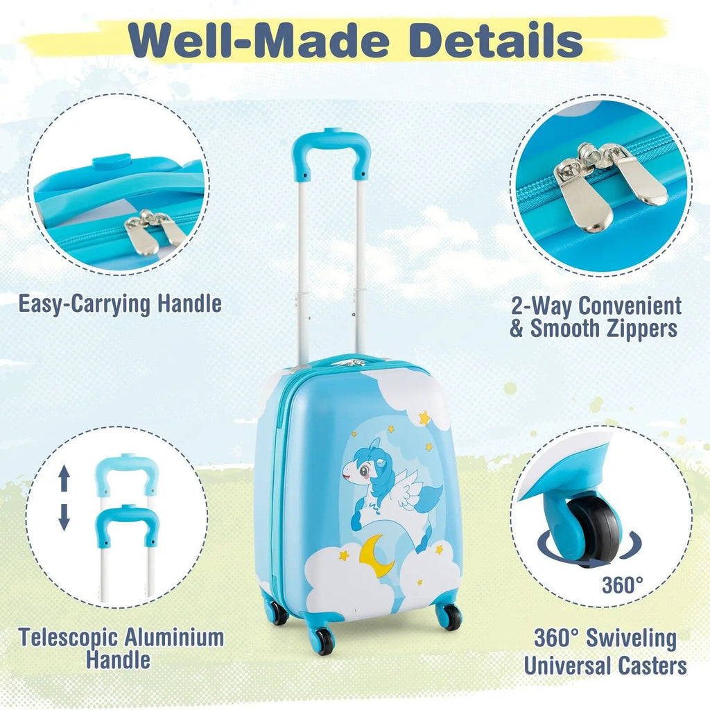 DORTALA 2Pcs 12" 16" ABS Kids Suitcase Backpack Luggage Set School Travel Lightweight
