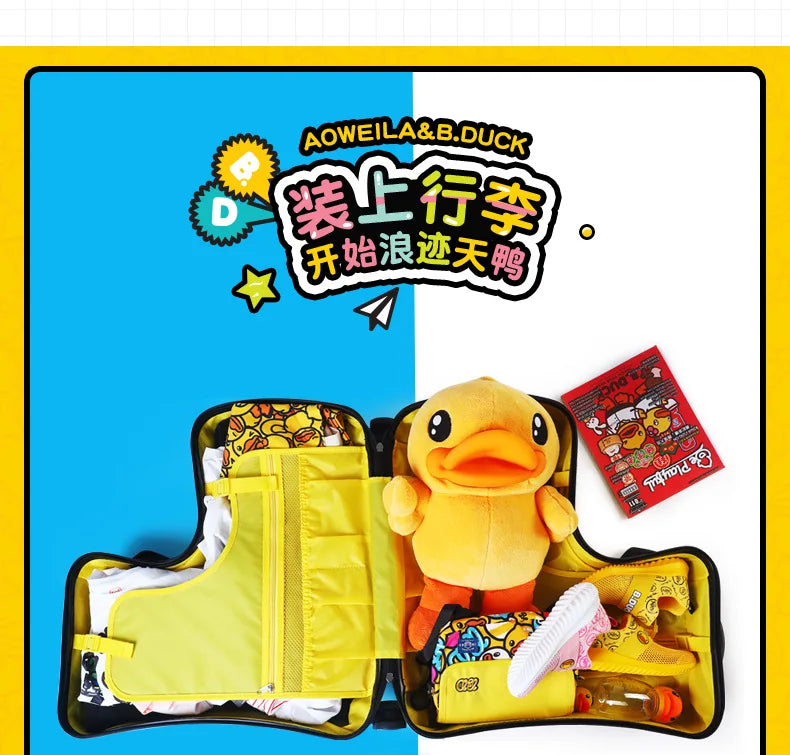 New children's riding suitcase on wheels kids cartoon trolley case travel suitcases can sit and ride horse rolling luggage gifts