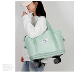 Universal Wheel Expandable Luggage Large Capacity Lightweight Travel Fitness Bag with Dry And Wet Separation Storage