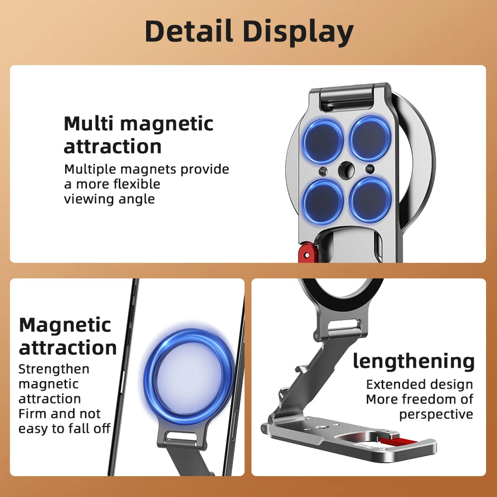 Magnetic Phone Holder Carabiner Mount Bracket for  iPhone 17 16 15 Compatible with Magsafe Desktop Base Vlgo Handle Travel Stand