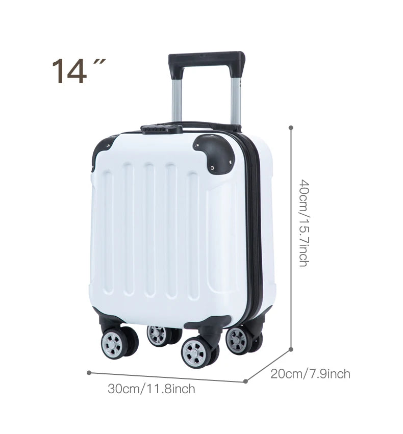 14 inch suitcase with phone holder for easy carrying during travel 360 degree roller suitcase for business purposes suitcase