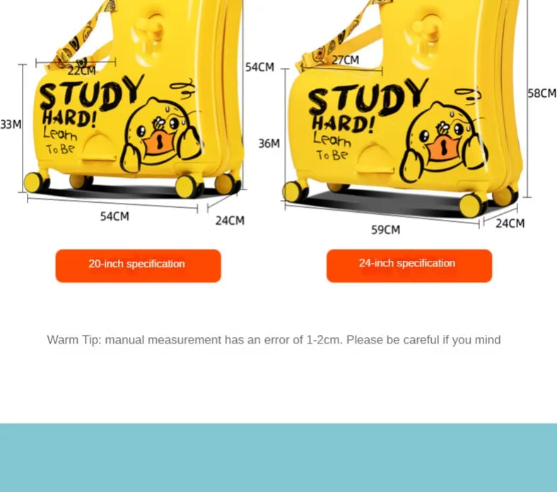 New children's riding suitcase on wheels kids cartoon trolley case travel suitcases can sit and ride horse rolling luggage gifts