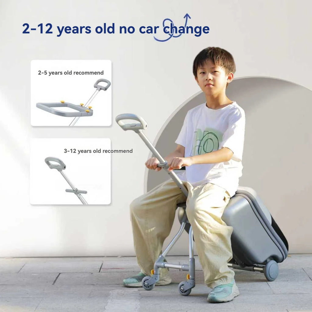 1-Piece Set of Children's Luggage That Can Be Sat on and Ridden, Trolley Case with Carry-On Suitcase, Travel Essential, Can Be Disassembled, Suitable for Children Aged 2-12
