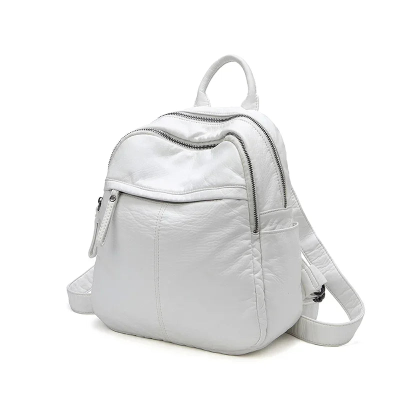 Women's Backpack Lady Bag Fashion Aesthetic Backpacks Cute Small Backpack Leather Bag White Bag Casual Anti-Theft Backpack