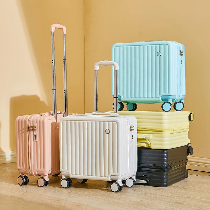 Small fresh 18 "airline cute trolley box passcode box travel luggage-free suitcase for men and women