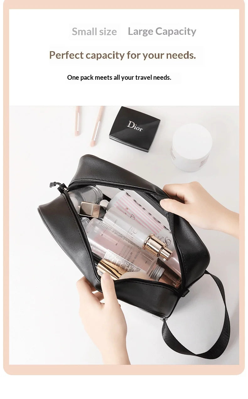 Homefish Pu Transparent Three Piece Makeup And Toiletries Bag, Large Capacity Pvc Semi Transparent Frosted Portable Storage Bag