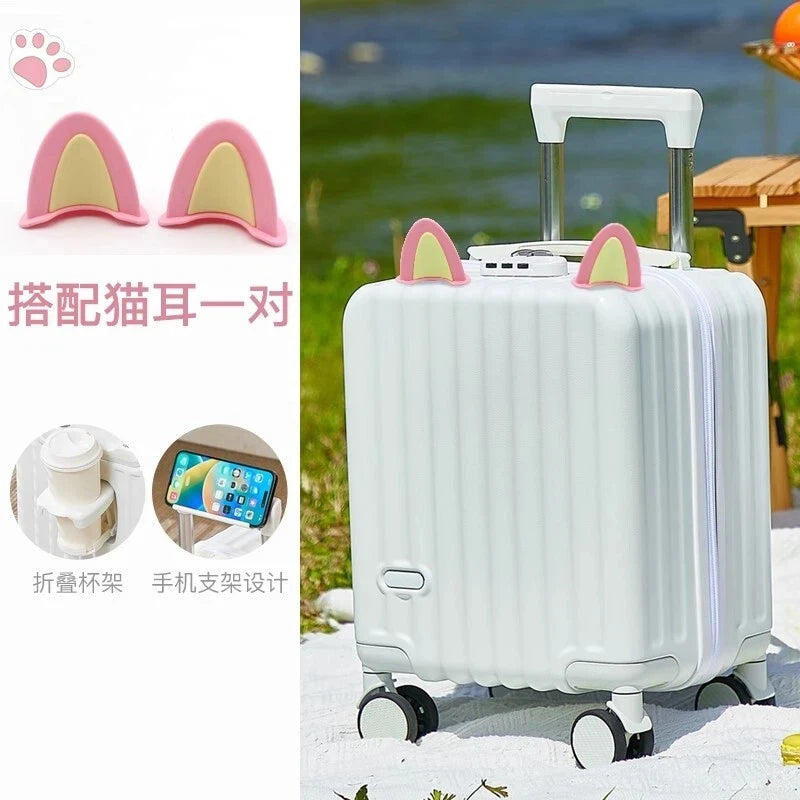 2025 New Style Luggage 14-Inch Fashionable Lightweight Boarding with Water Cup Holder Mobile Phone Holder Large Capacity Luggage