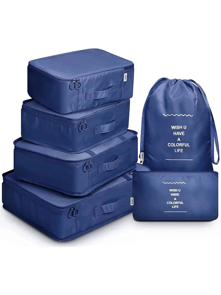 6pcs Travel Bag Organizer Clothes Luggage Travel Organizer Blanket Shoes Organizers Bag Suitcase Traveling Pouch Packing Cubes