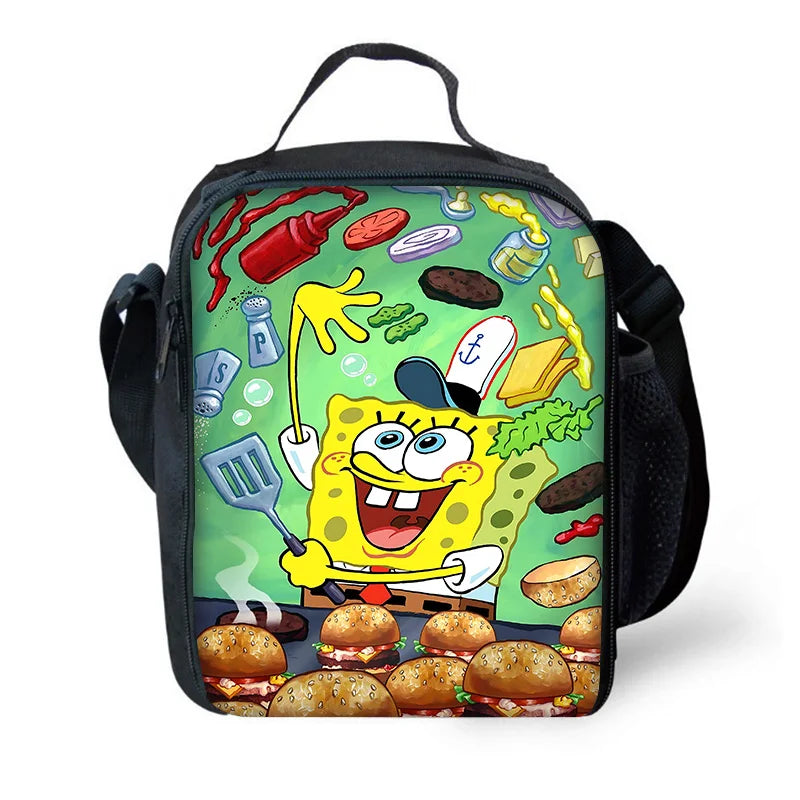 Cute Potdemiel Child School Backpack with Lunch Bags ,Pencil Bags ,School Bags for Boys Girls S-Sponge-BobS Best Gift