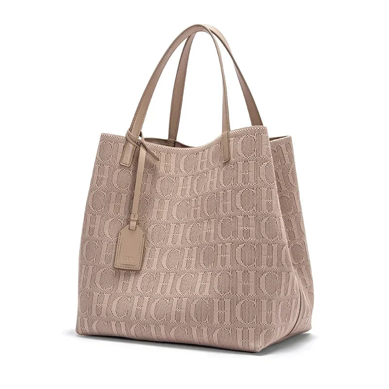 CH High Quality Craft Large Capacity Handbag Ladies Shoulder Bag Fashion Classic New Pure Color Outer Pocket Ladies Handbag