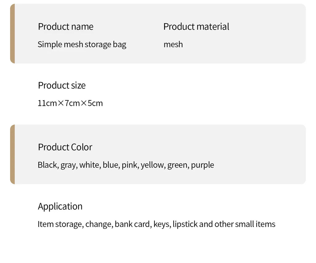 Multipurpose Breathable Square Mesh Storage Pouch Lightweight Mini Wash Bag Mini Zipper Coin Purse Large Capacity Coin Purse