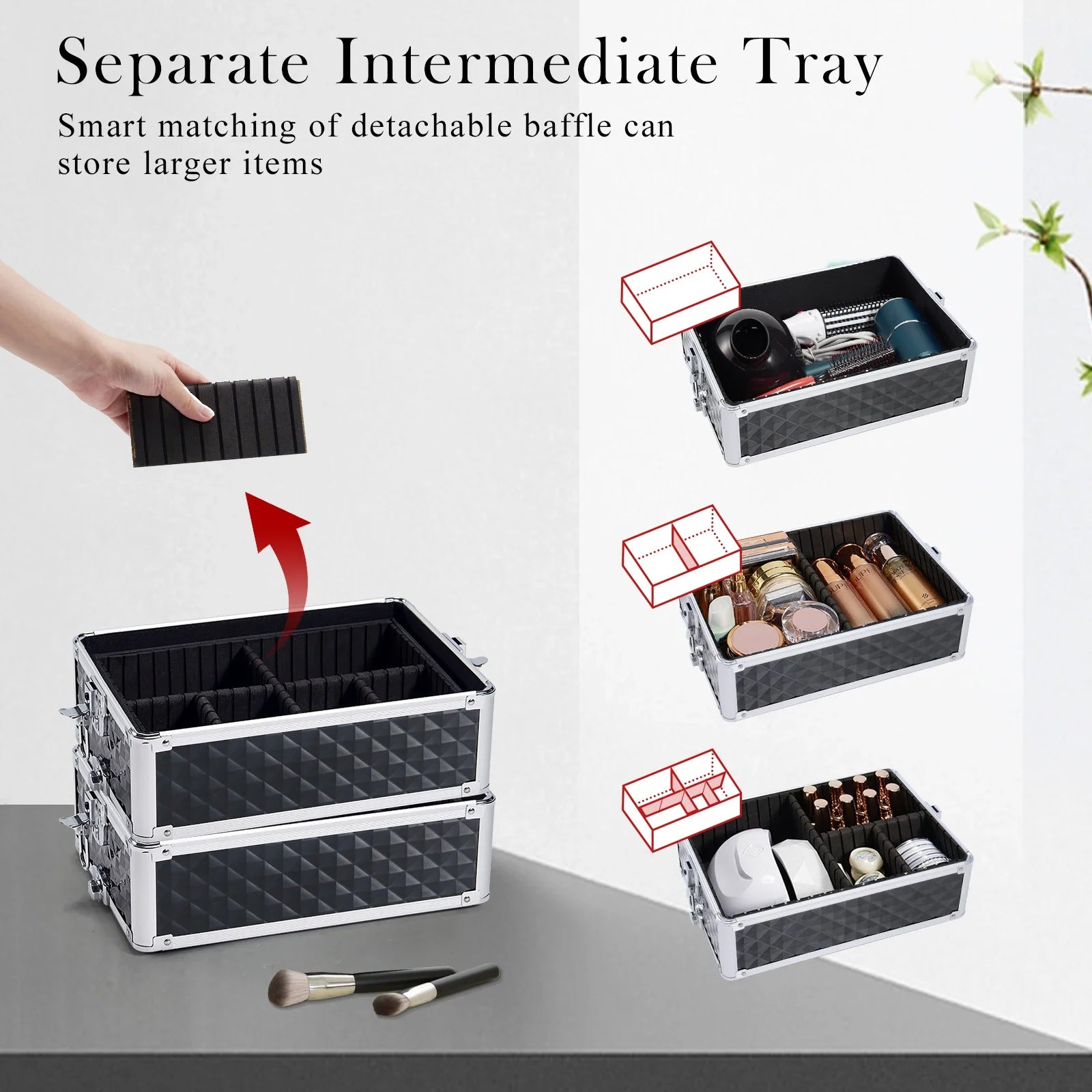 Makeup Trolley Case Detachable 4 in 1 Alloy Train Briefcase for Nail Manicure on Wheels Lock Salon Large Capacity Storage Case
