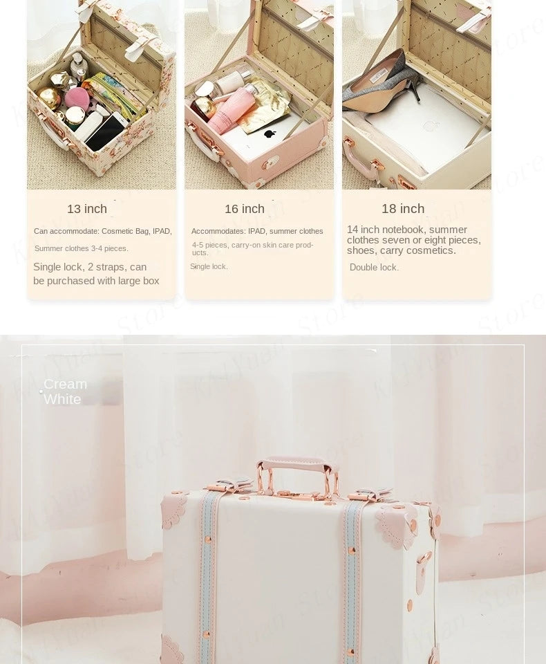 13/16/18 Inch Vintage Cosmetic Case Mini Carry-on Luggage Suitcase PU Lightweight Ready Bag Handbag Password Lock Makeup Box