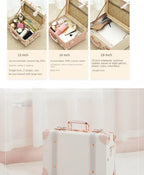 13/16/18 Inch Vintage Cosmetic Case Mini Carry-on Luggage Suitcase PU Lightweight Ready Bag Handbag Password Lock Makeup Box