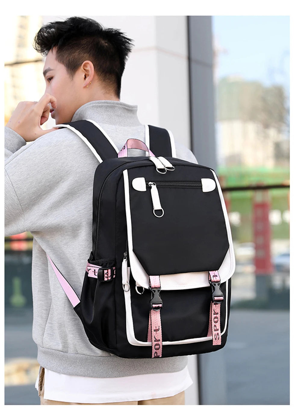 Boba Axolotl Anime School Backpack for Teenage Girls Fashiona Back To School Bookbag Mochila Bookbag with Lunch Bags ,Pencil Bag