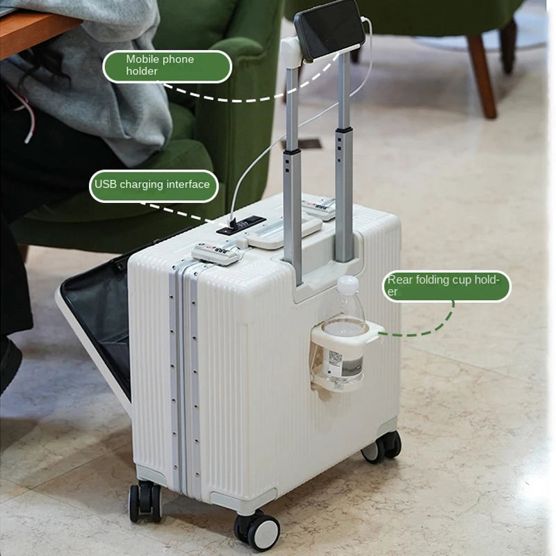 18 Inch Trolley Case Travel Suitcase Boarding Case Aluminum Frame Password Box Suitcase Universal Wheel Rolling Luggage Bag