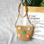 Children's Straw Crossbody Bag Lovely Girls Small Coin Purse Princess Wallet Handbags Baby Kids Mini Summer Shoulder Bags
