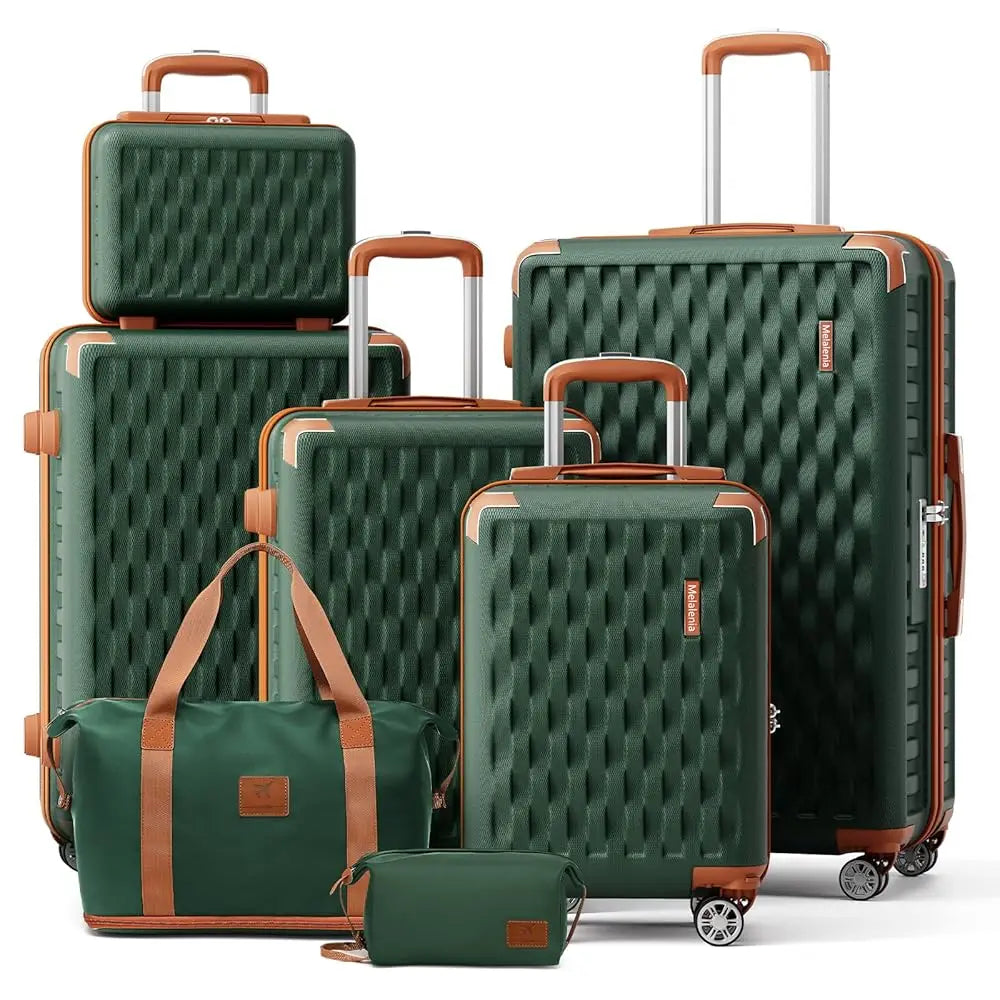 7-Piece Lightweight Durable Luggage Set, Family Travel Suitcase with TSA Lock and Smooth Spinner Wheels
