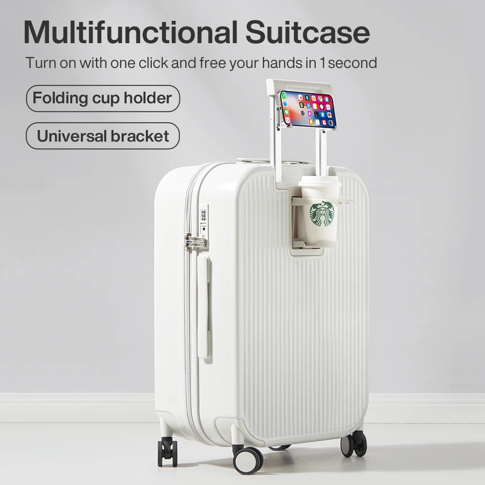 Mixi Carry-On Hardshell Luggage with Cup and Phone Holder with Spinner Wheels (20, 24, or 26")
